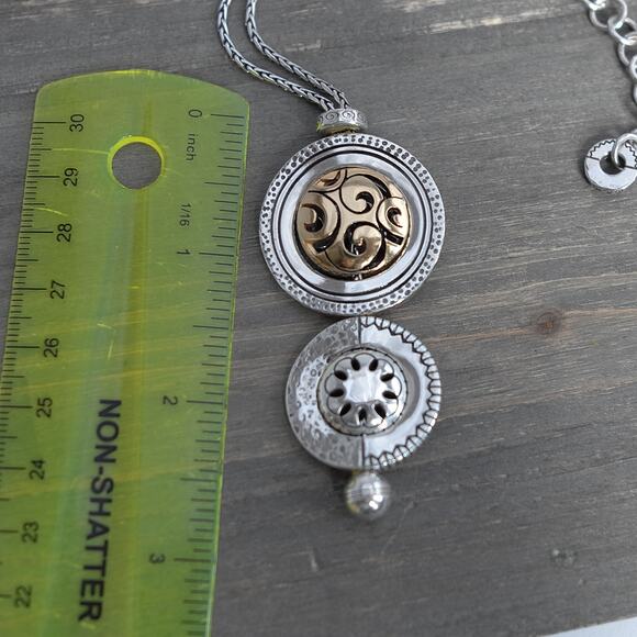 Brighton Spin Master Reversible Pendant Necklace Silver Plated 16-18" Disks - Picture 6 of 6